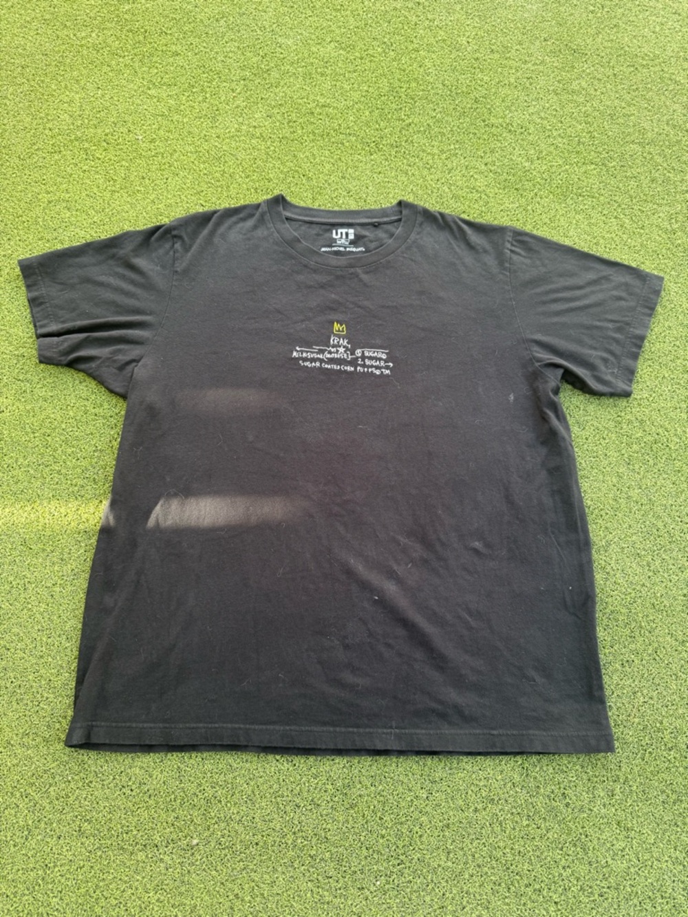 RARE MODERN DESIGNER ARTIST UNIQLO JEAN-MICHEL BASQUIAT BLACK GRAPHIC KRAK TEE